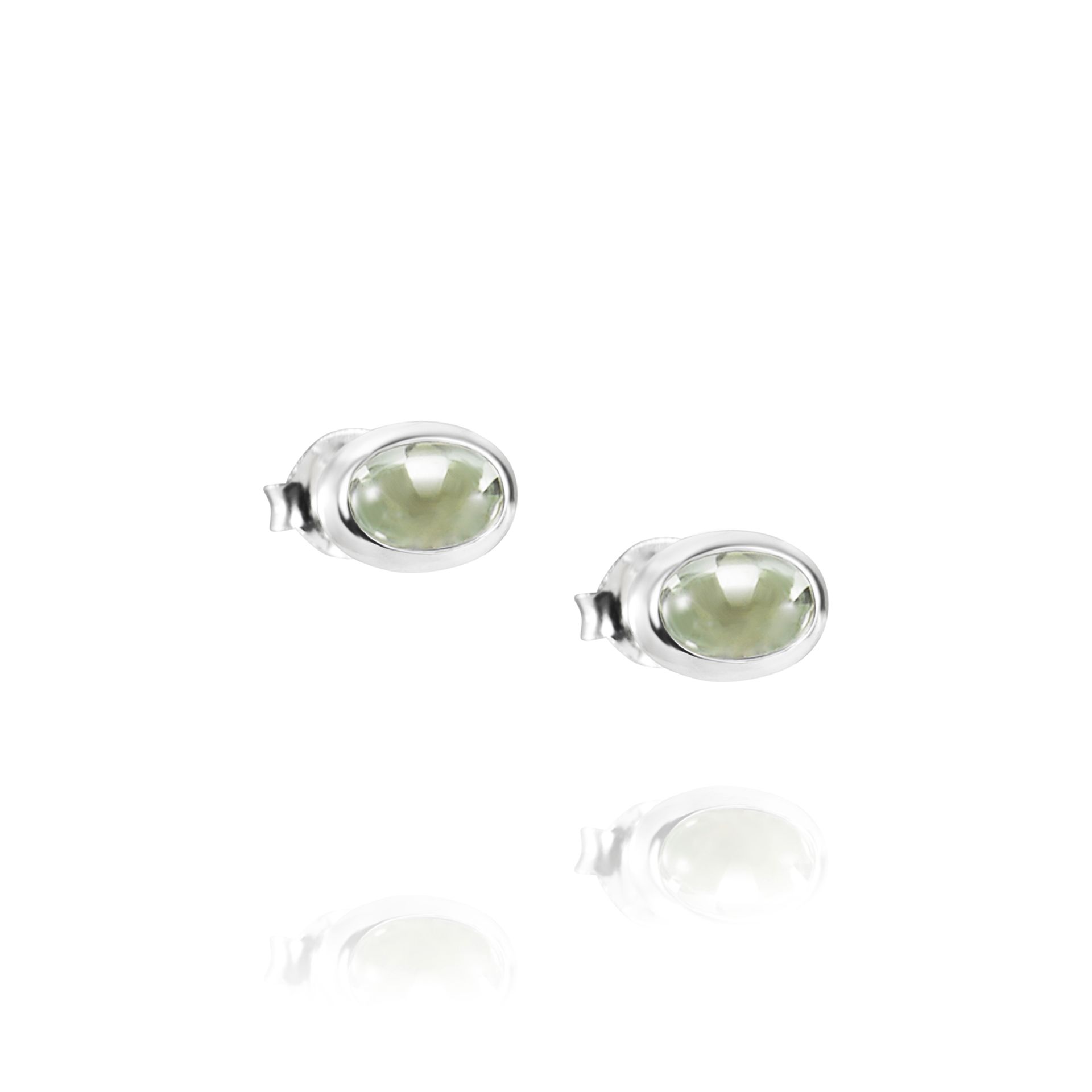 Love Bead Ear Silver Green Quartz