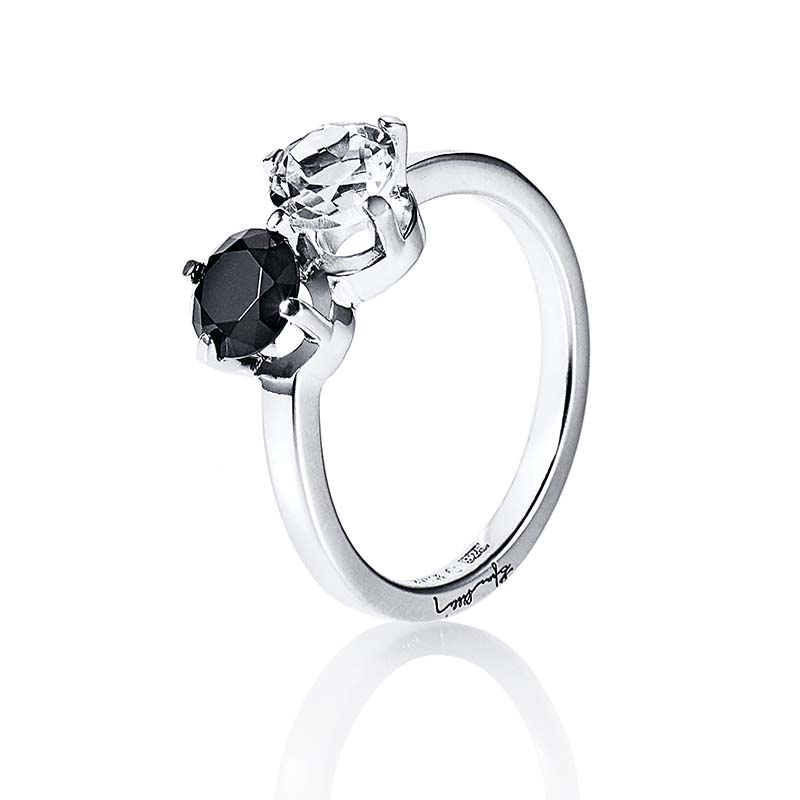 The Storm & I Ring Crystal Quartz/Onyx